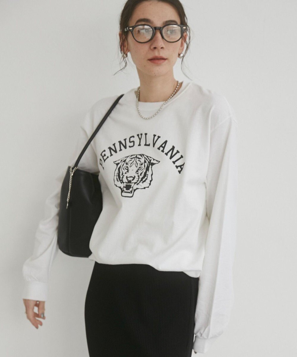 WEGO 【ANGIE VINTAGE】GILDAN カレッジロゴ オーバーサイズ プリント ロンT 