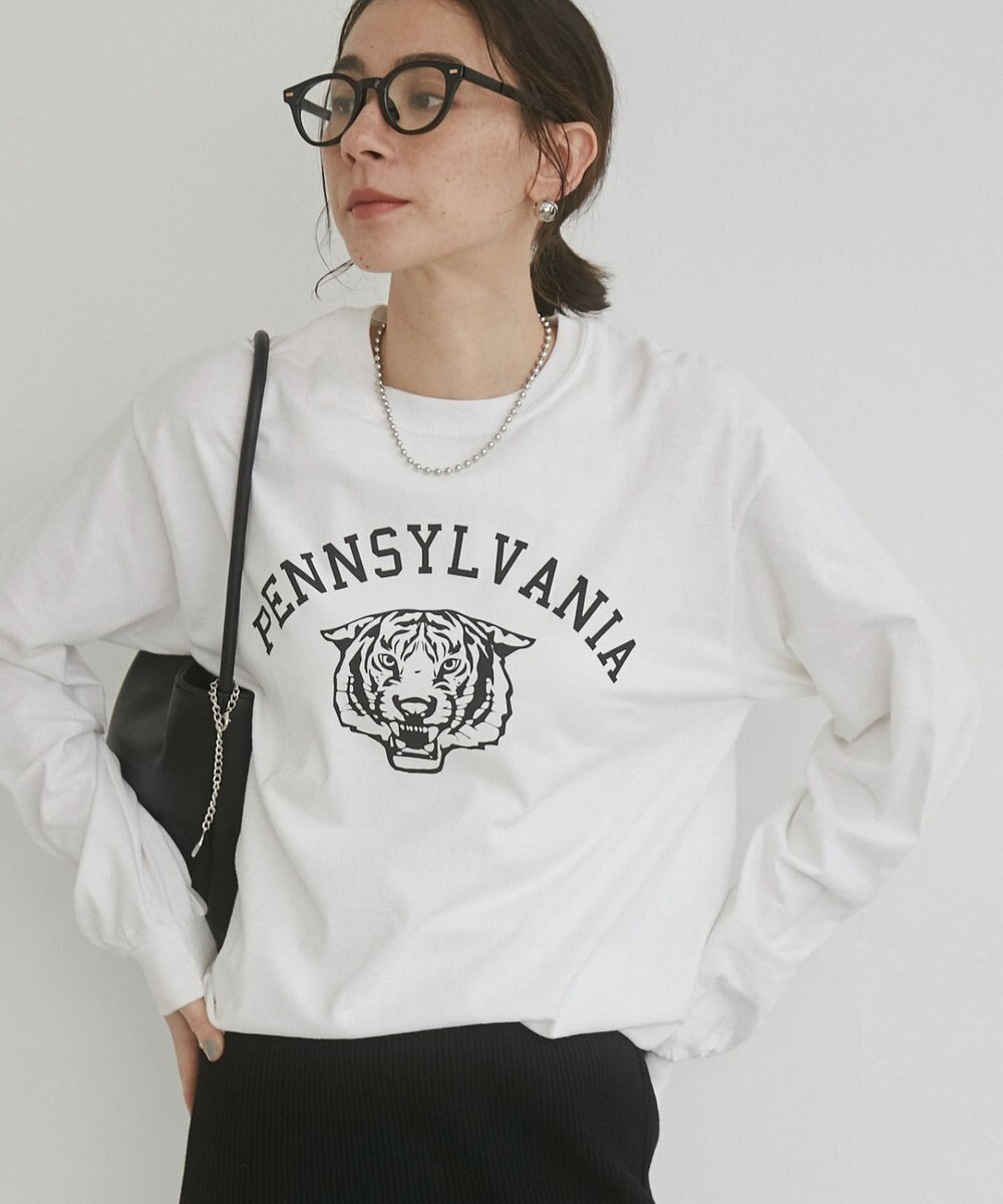 WEGO 【ANGIE VINTAGE】GILDAN カレッジロゴ オーバーサイズ プリント ロンT 