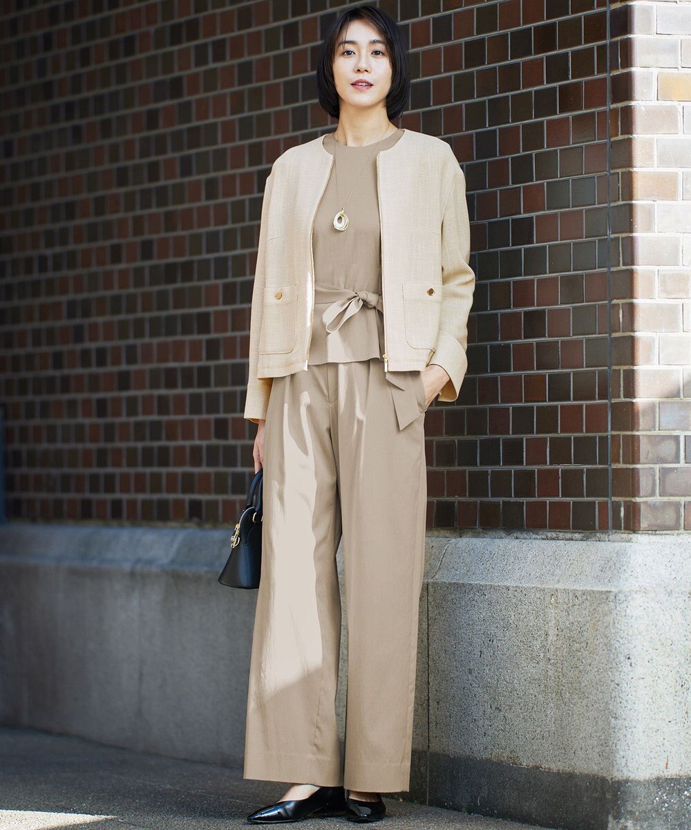 自由区 L 【セットアップ対応・洗える】ドレープツイルワイド パンツ 