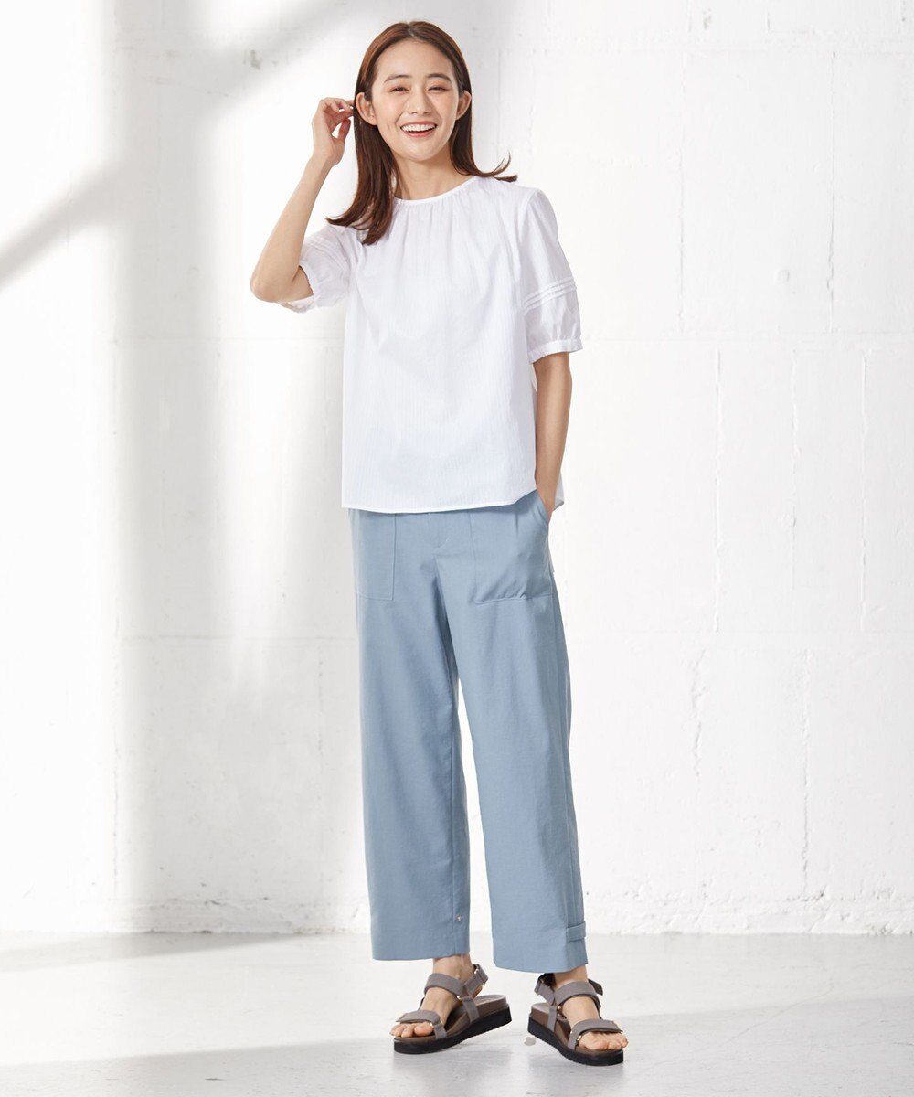 J.PRESS LADIES 【2WAY・洗える】ポリエステルリネンパンプキンシェル ベイカー パンツ 