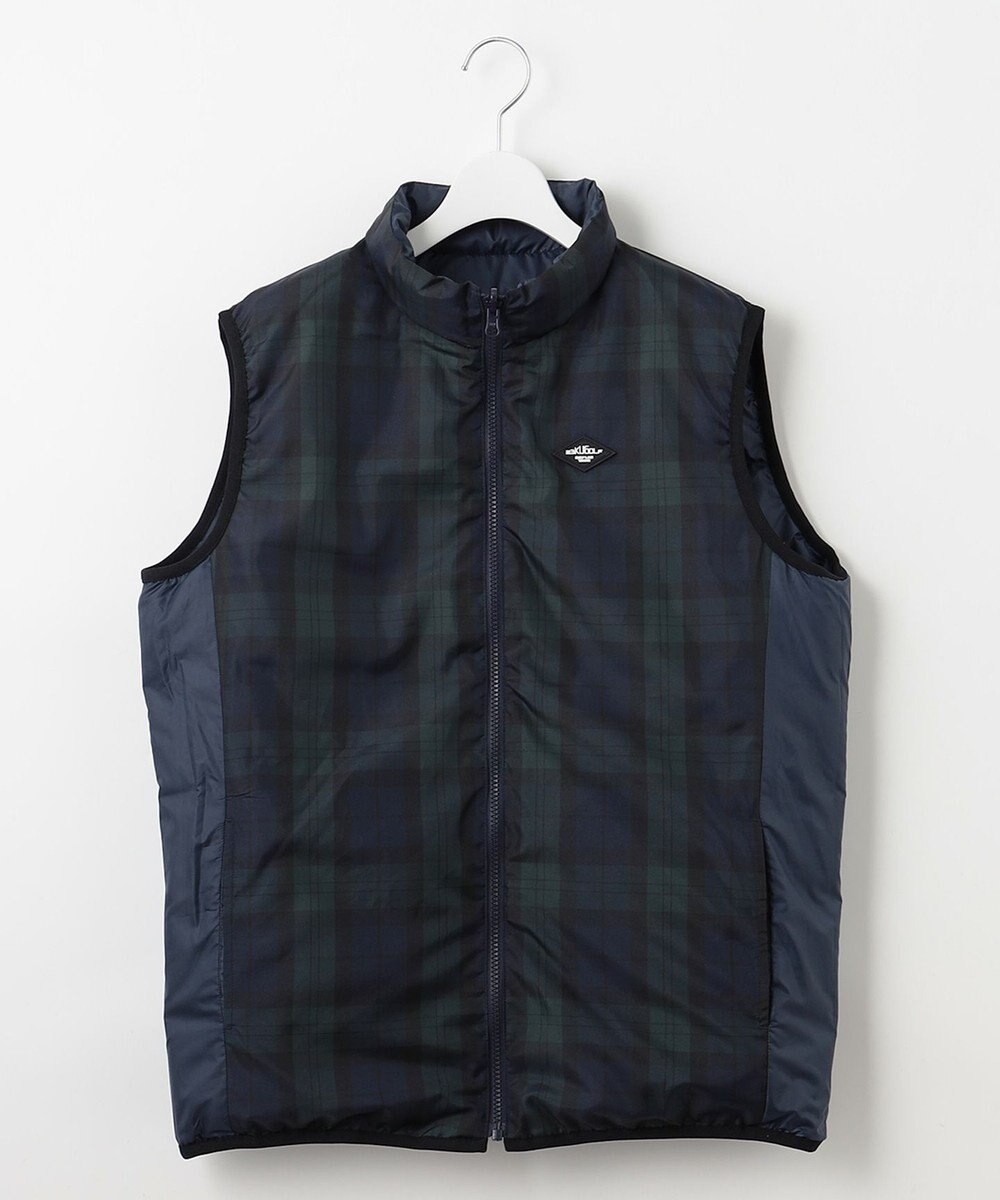 23区GOLF 【MEN】無地×チェック リバーシブル ダウンベスト 