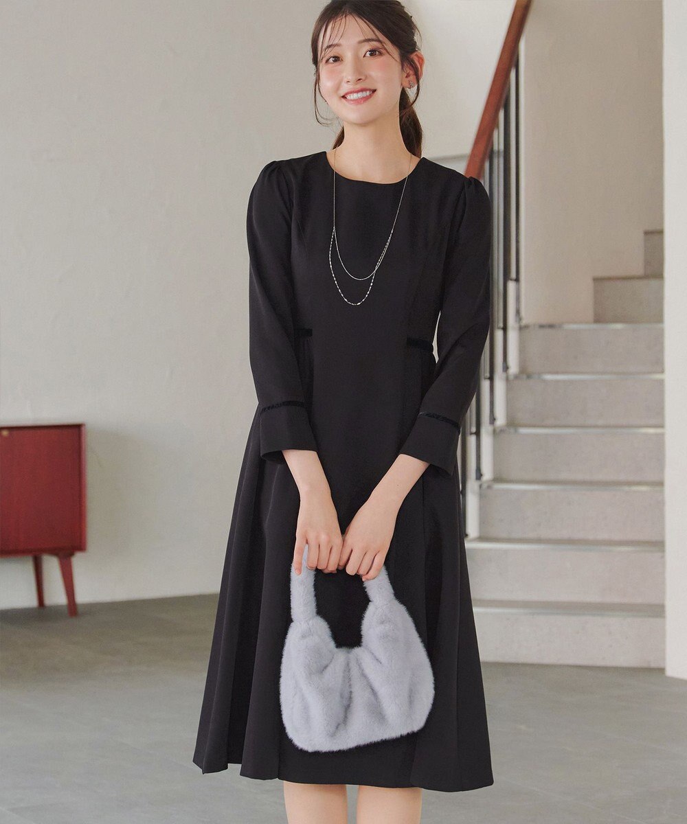 Tiaclasse 【安田美沙子さん着用・新色追加・洗える】ベロアラインフレアワンピース 