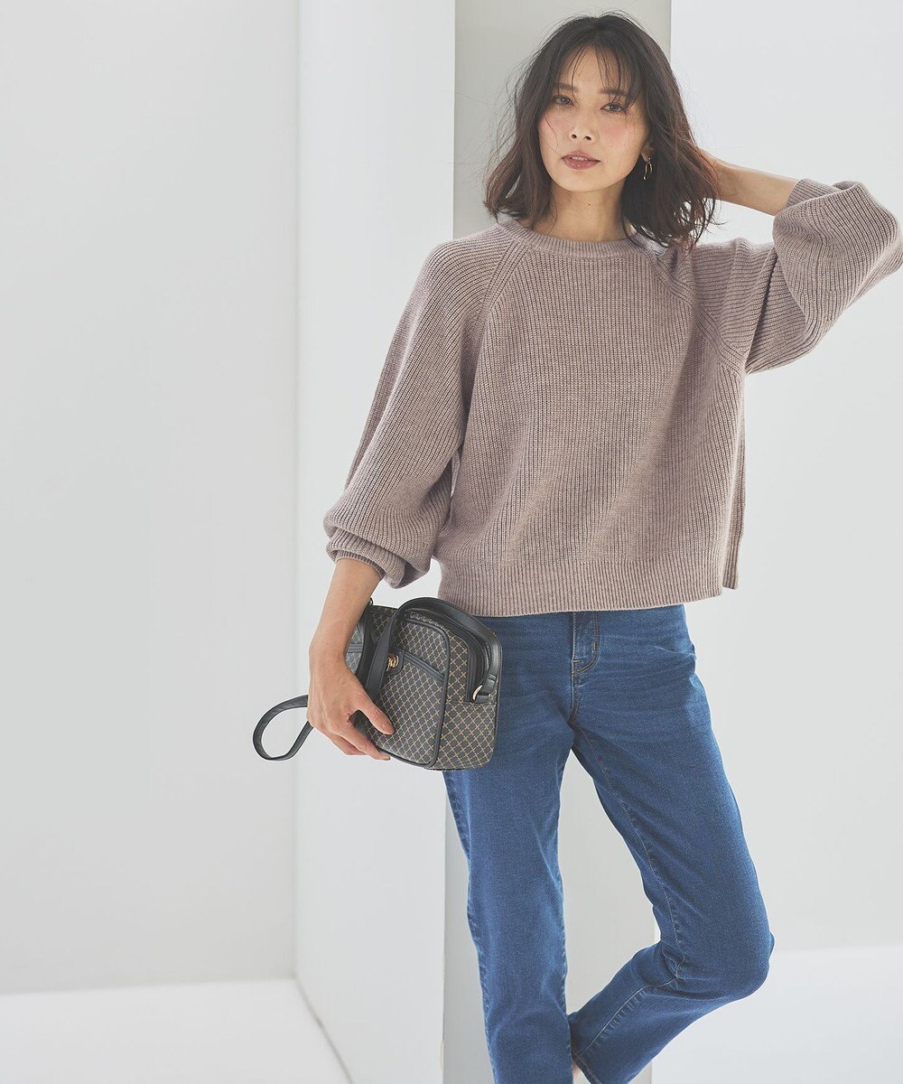 ANY 【洗濯機可】ウールブレンドクロップドニット 