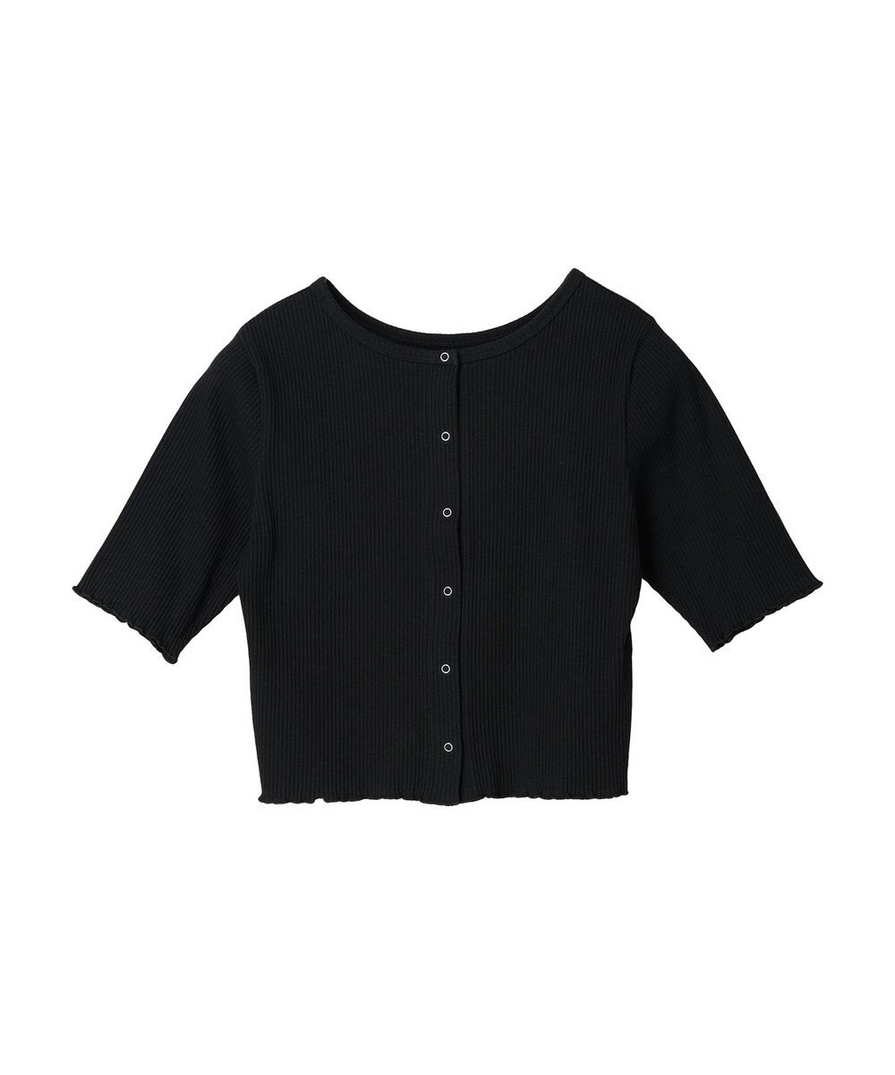 earth music&ecology ドットボタン５分袖リブプルオーバー 