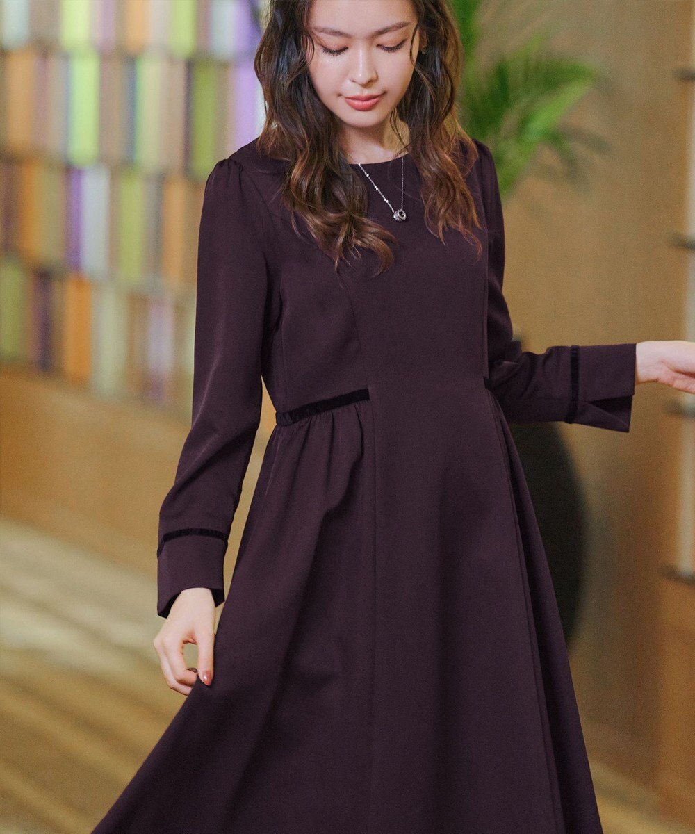 Tiaclasse 【安田美沙子さん着用・新色追加・洗える】ベロアラインフレアワンピース 