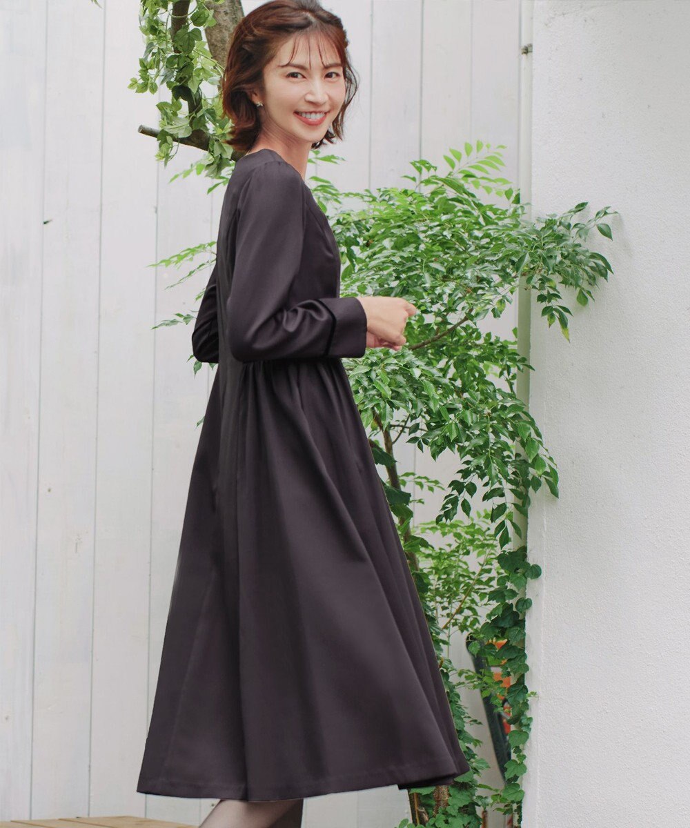 Tiaclasse 【安田美沙子さん着用・新色追加・洗える】ベロアラインフレアワンピース 