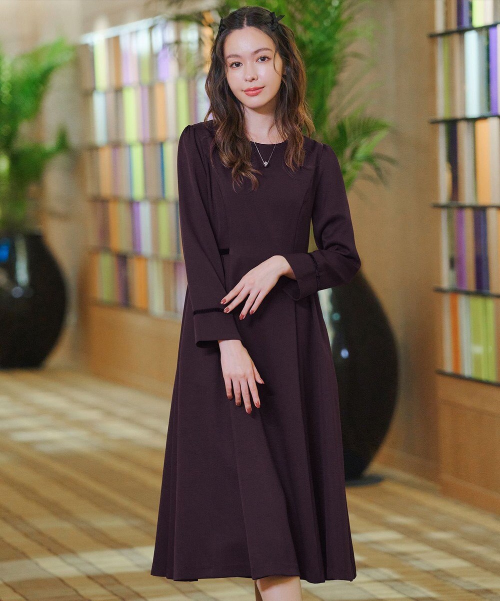 Tiaclasse 【安田美沙子さん着用・新色追加・洗える】ベロアラインフレアワンピース 