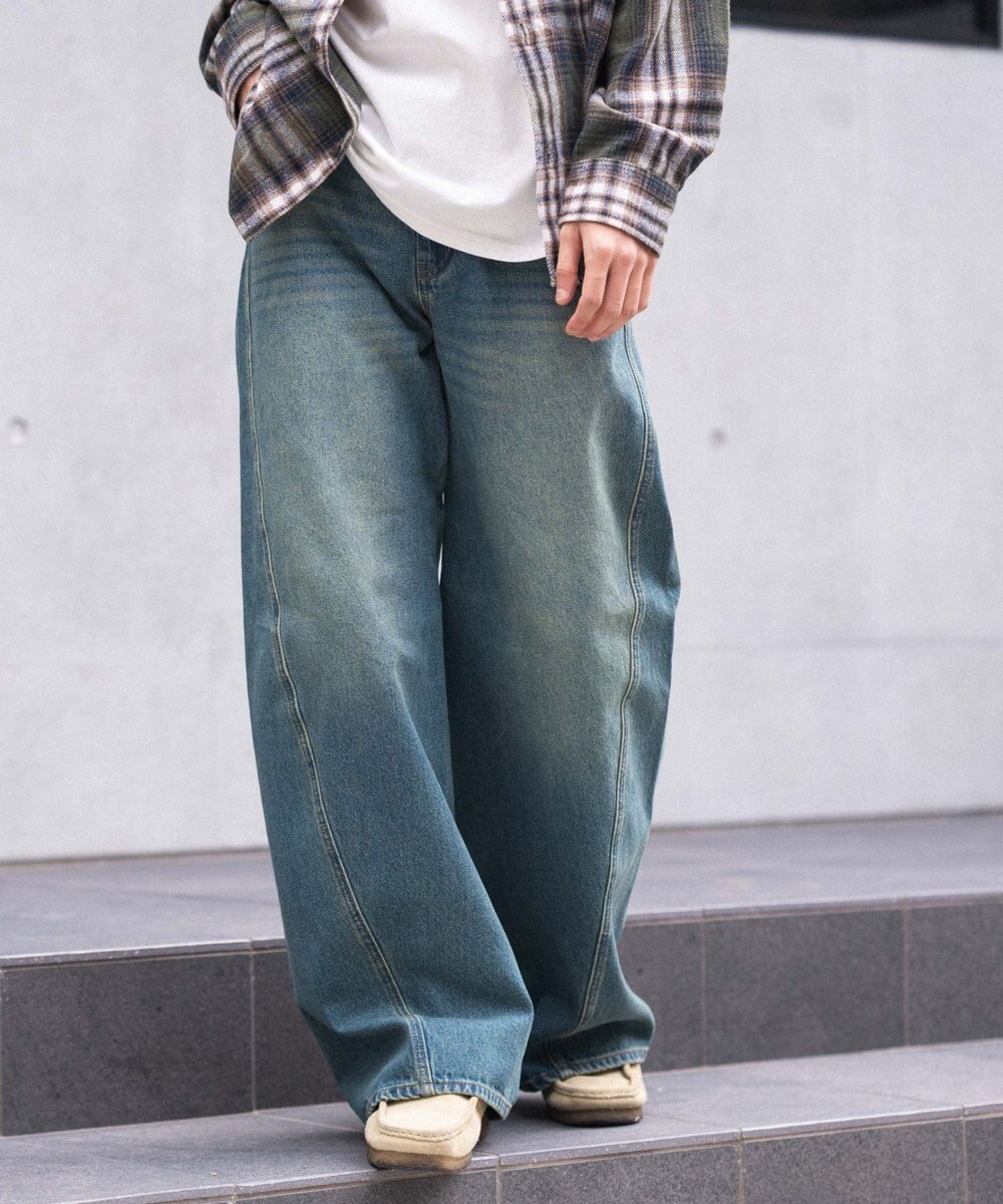 WEGO 【ウエスト調整可/SMLサイズ展開】ローライズカバーフィットフレアデニムパンツ 