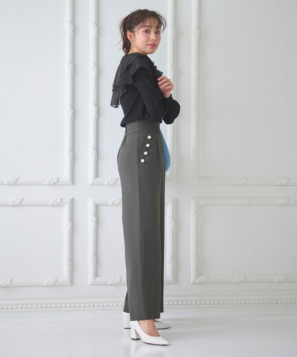 Feroux 【古畑星夏さん着用】パールポイントハイウエストセミワイド パンツ 