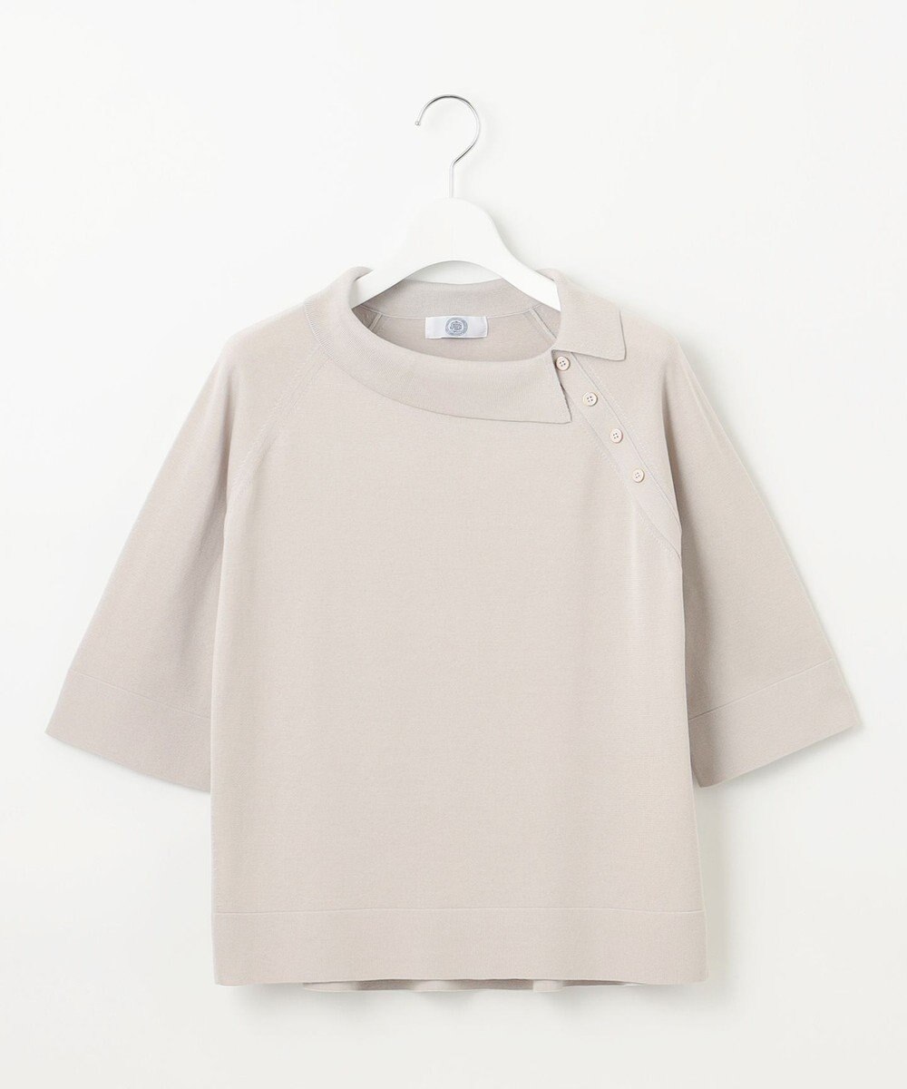 J.PRESS LADIES L 【洗える】COTTON POLYESTER 襟付き ニット 