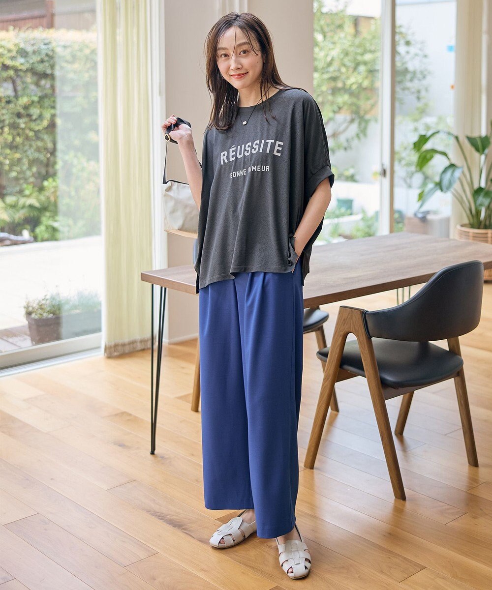 ANY 【ウエストゴム】イージーケアライトストレッチワイドパンツ 