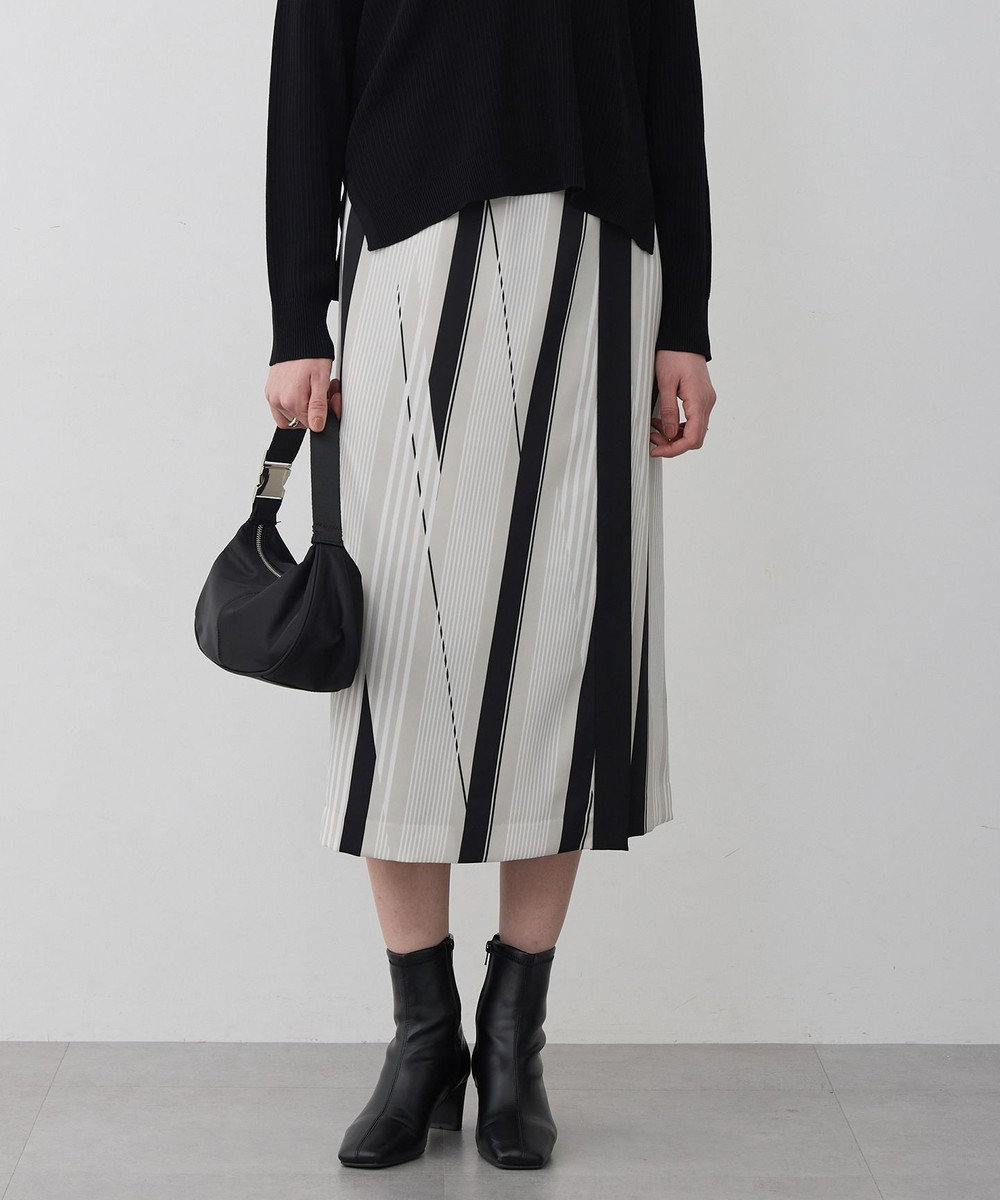 ICB 【先行予約】ランダムストライププリント ストレートスカート 