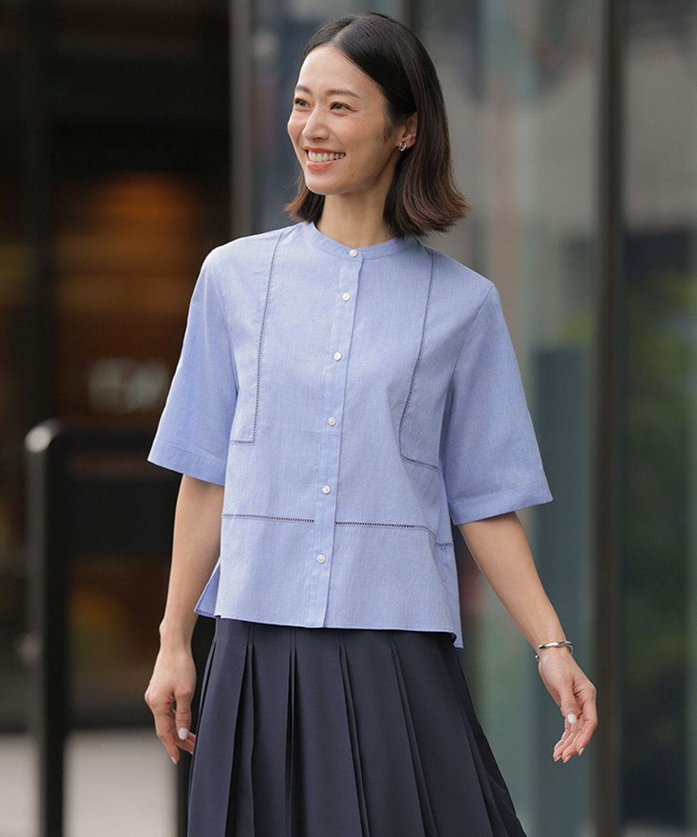 J.PRESS LADIES L 【WEB限定カラーあり・一枚で着映え】ラミー ポプリン ボクシーシャツ 