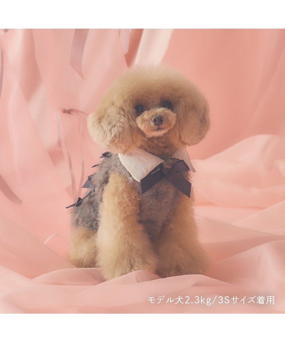 PET PARADISE cherircouture メニーリボンファーベスト 《グレー》 小型犬 