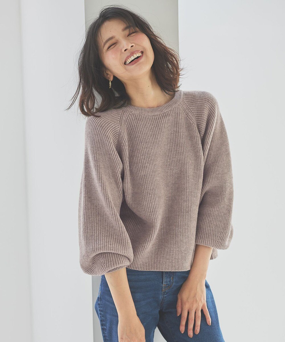 ANY 【洗濯機可】ウールブレンドクロップドニット 