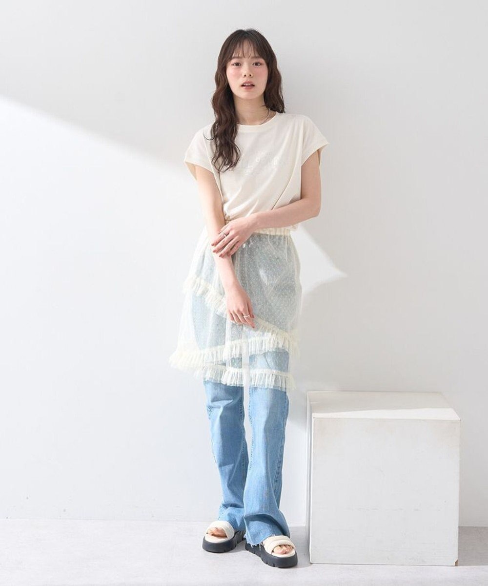 earth music&ecology ドットチュールスカート 