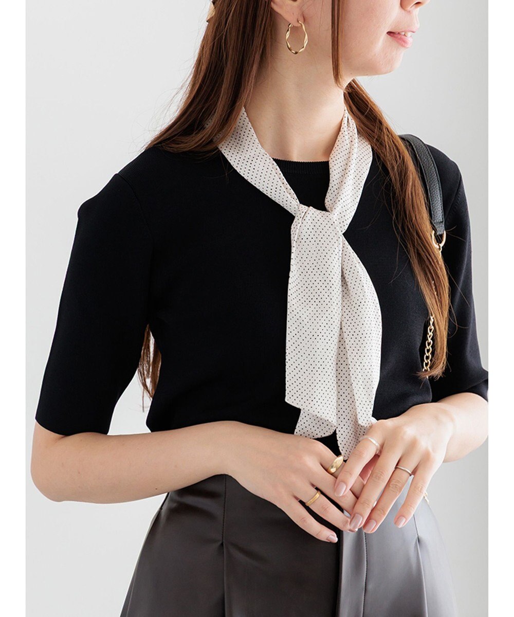 Te chichi スカーフカラーハーフスリーブニット 