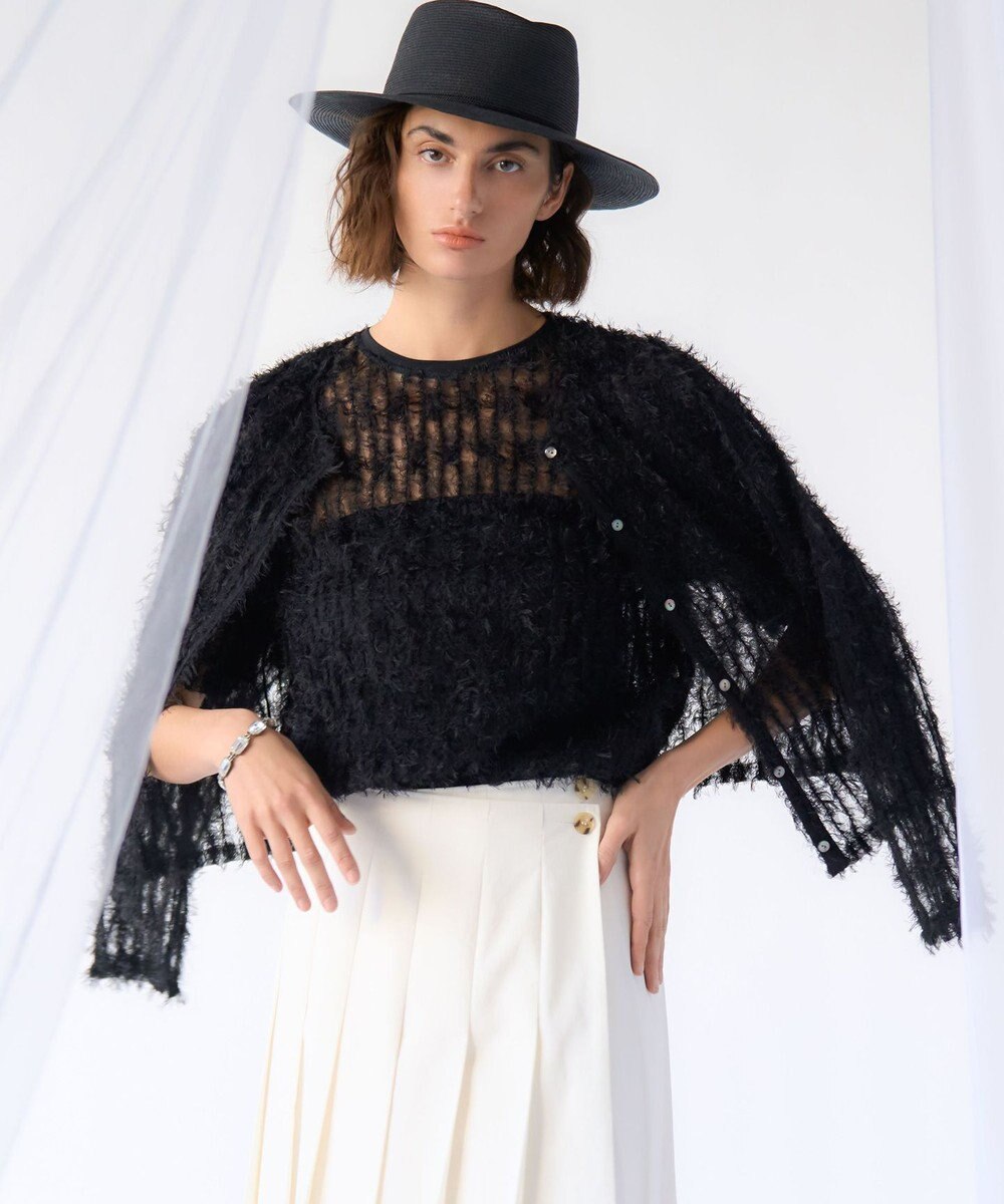 23区 【GOLD LABEL】フェザーチュール クルーネック カーディガン 