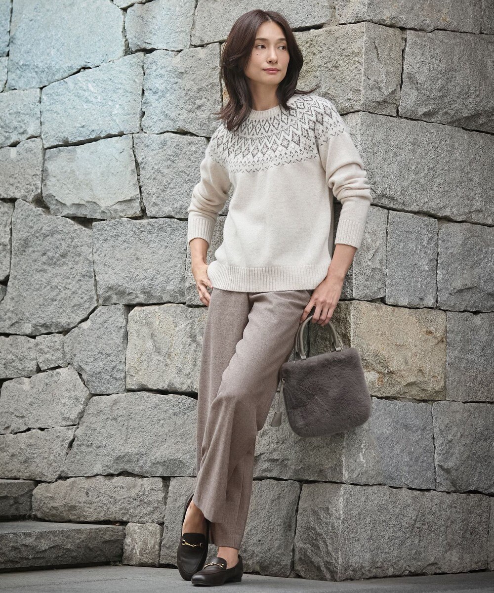 J.PRESS LADIES 【WEB限定カラーあり・洗える】FAIR ISLE ラウンドネック ニット 