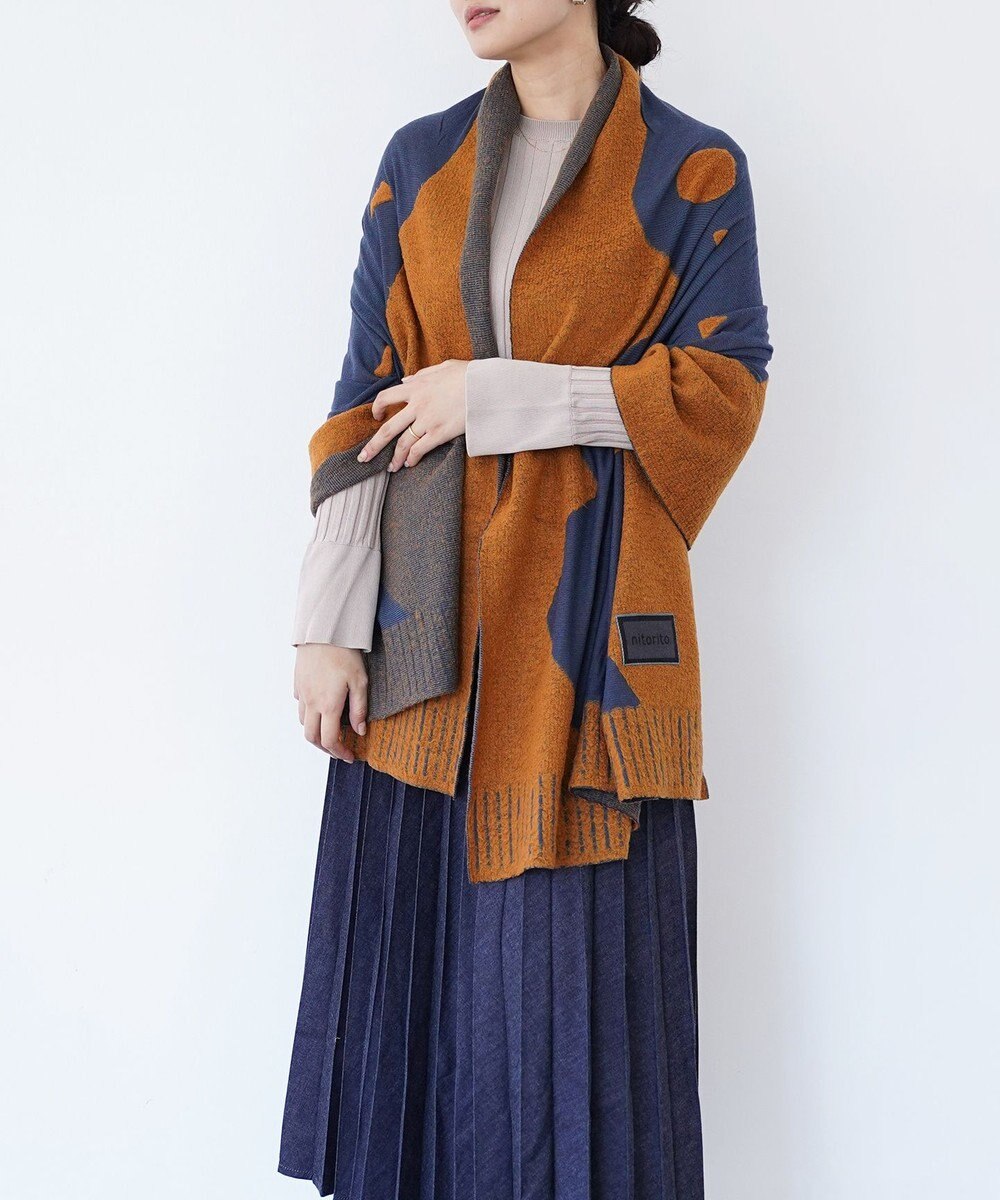 nitorito 【UNISEX】mountain&moon 山と月モチーフ柄 ストール 