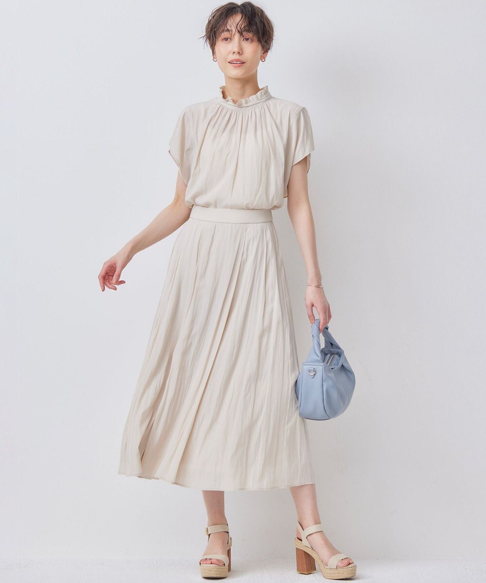 組曲 【WEB限定】ギャザーライトデシン タックスカート 