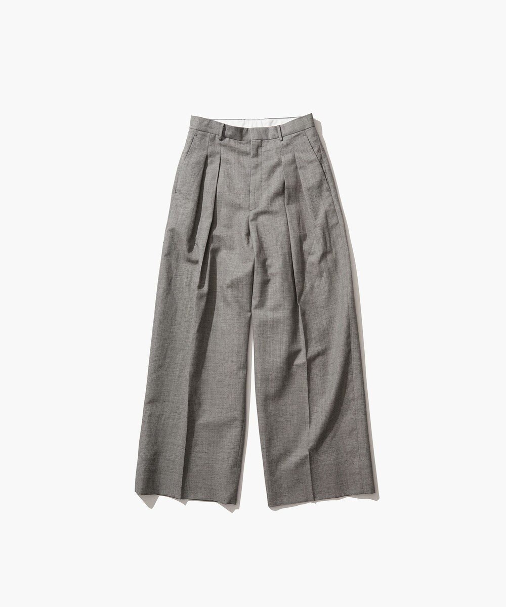 ATON WOOL LINEN SHARKSKIN | ワイドパンツ 
