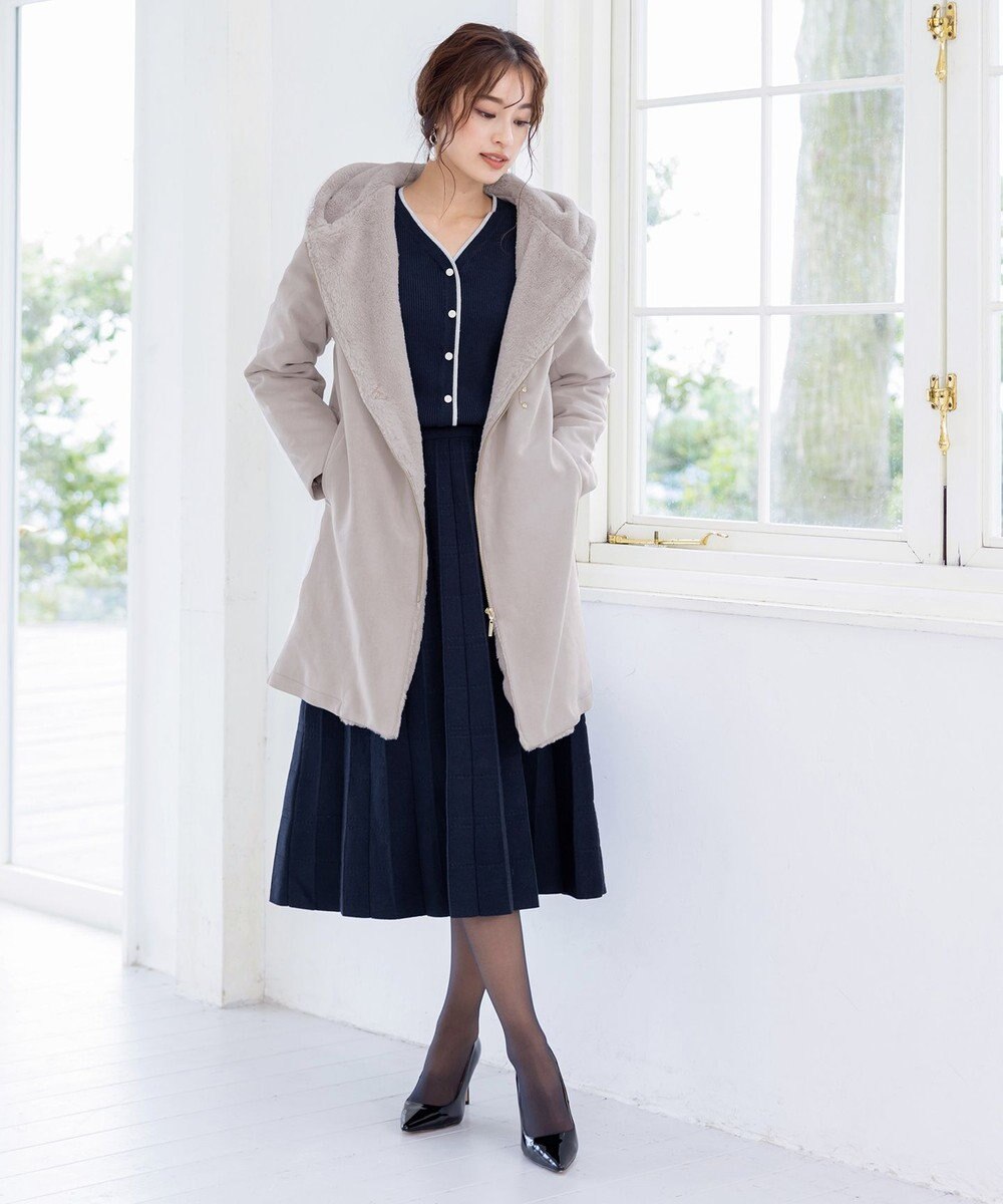 Tiaclasse スエードボンディグフード付きコート 