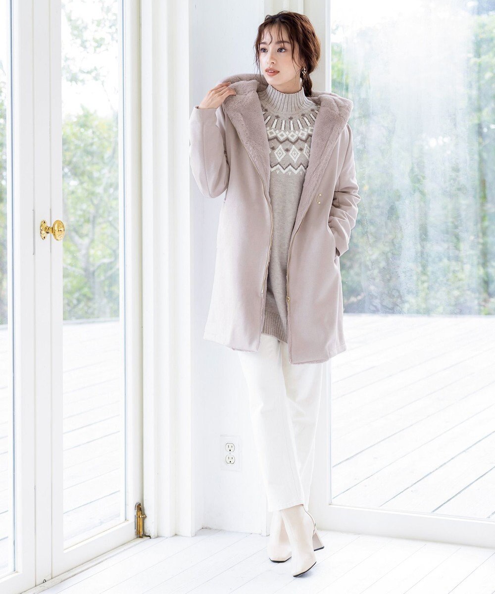 Tiaclasse スエードボンディグフード付きコート 