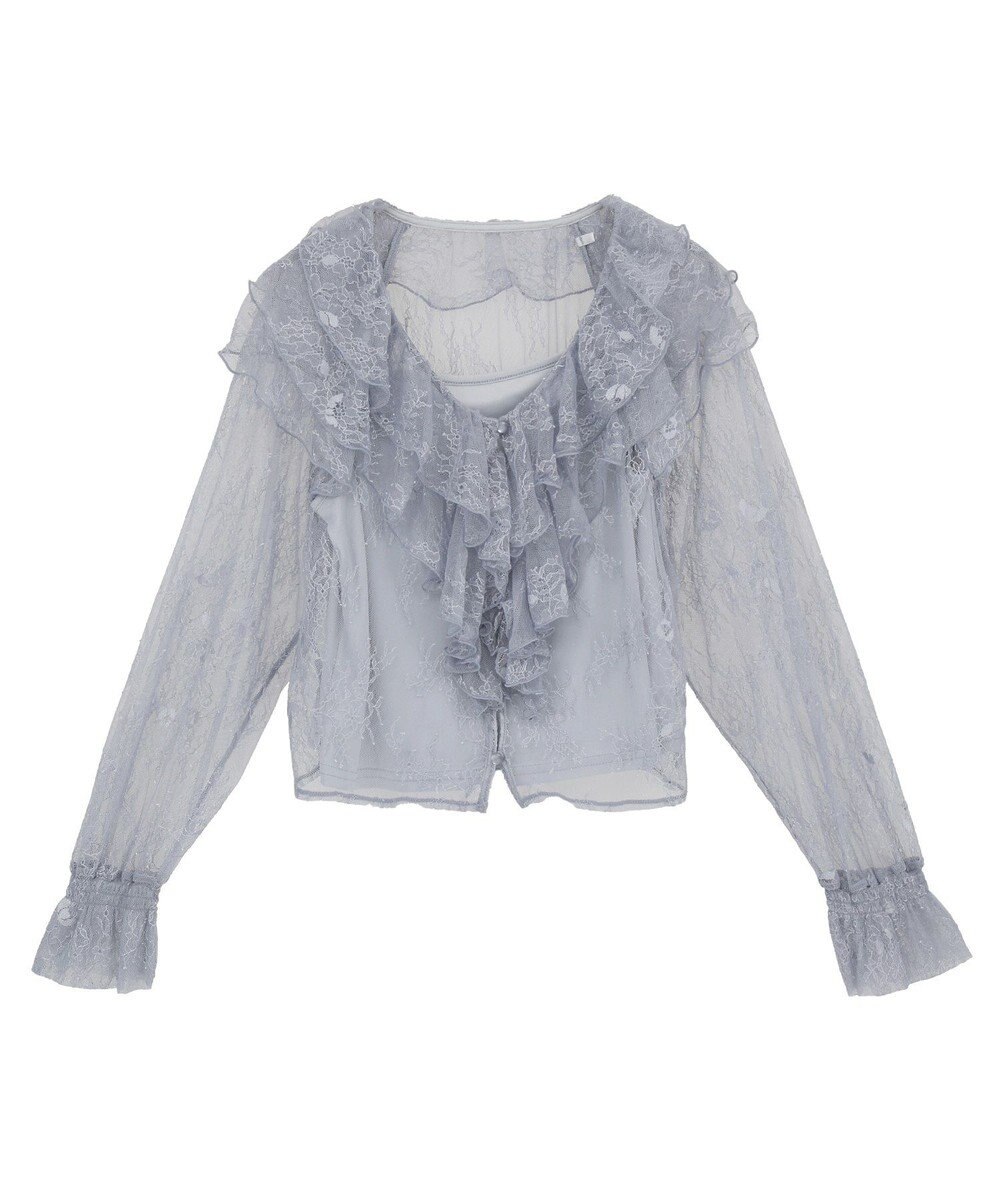 earth music&ecology ＳＥＴ２点ラッフルレースブラウス＋キャミソール 