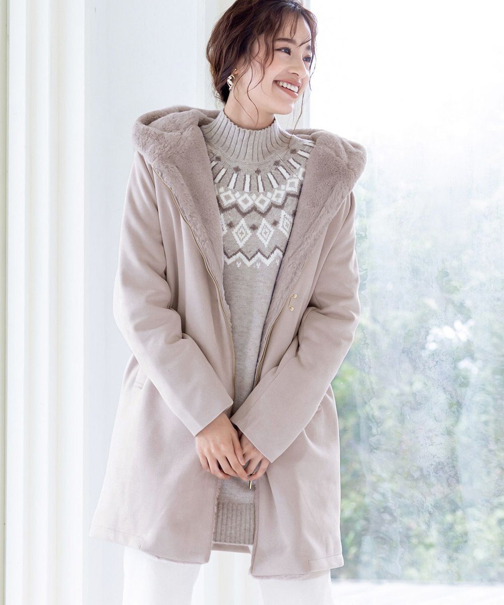 Tiaclasse スエードボンディグフード付きコート 