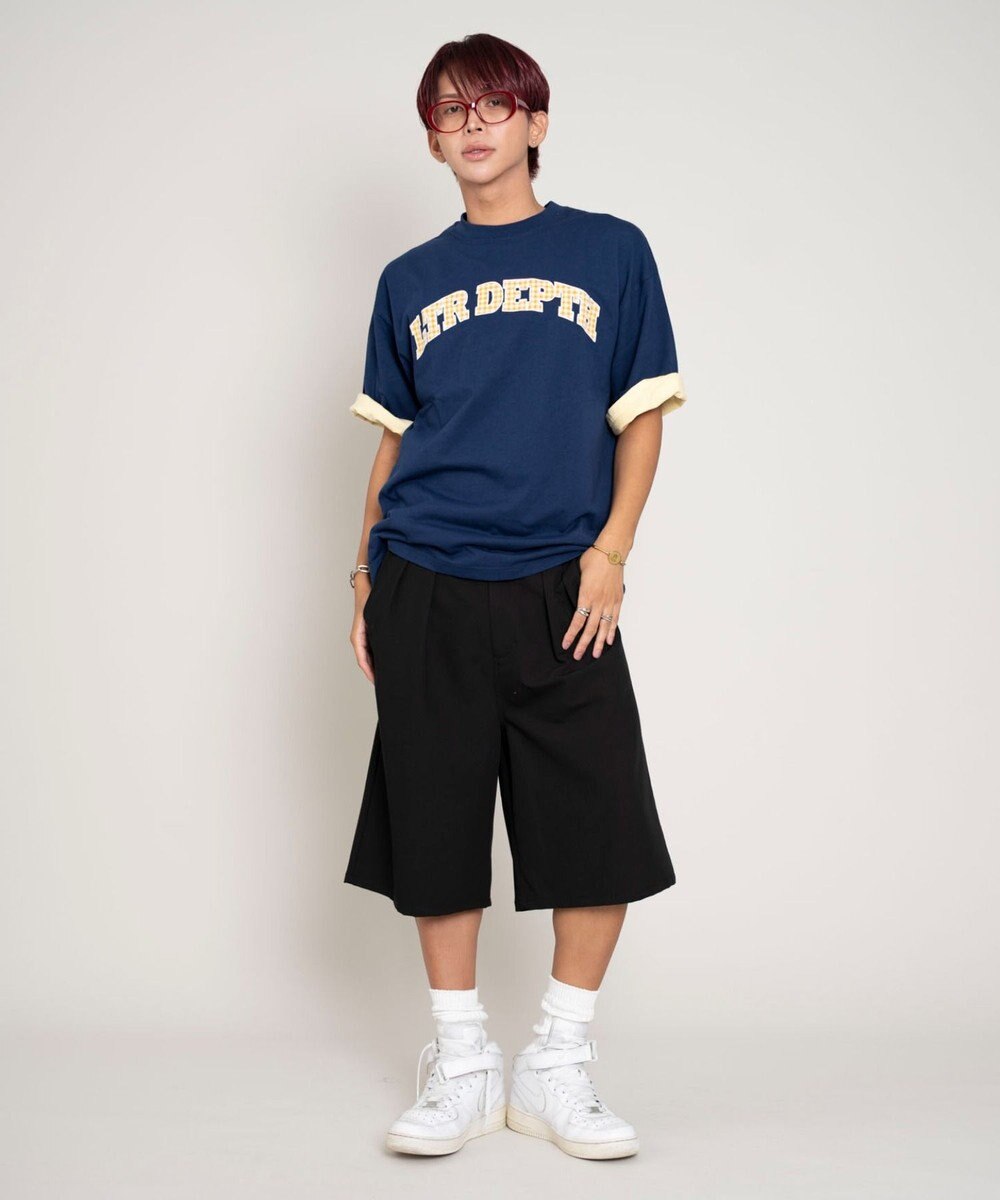 WEGO 【ユニセックス着用ITEM/MLサイズ展開】チェックカレッジグラフィックT（SS） 