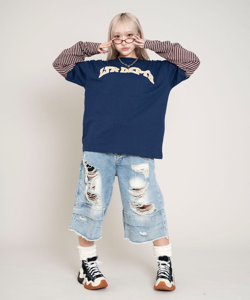 WEGO 【ユニセックス着用ITEM/MLサイズ展開】チェックカレッジグラフィックT（SS） 