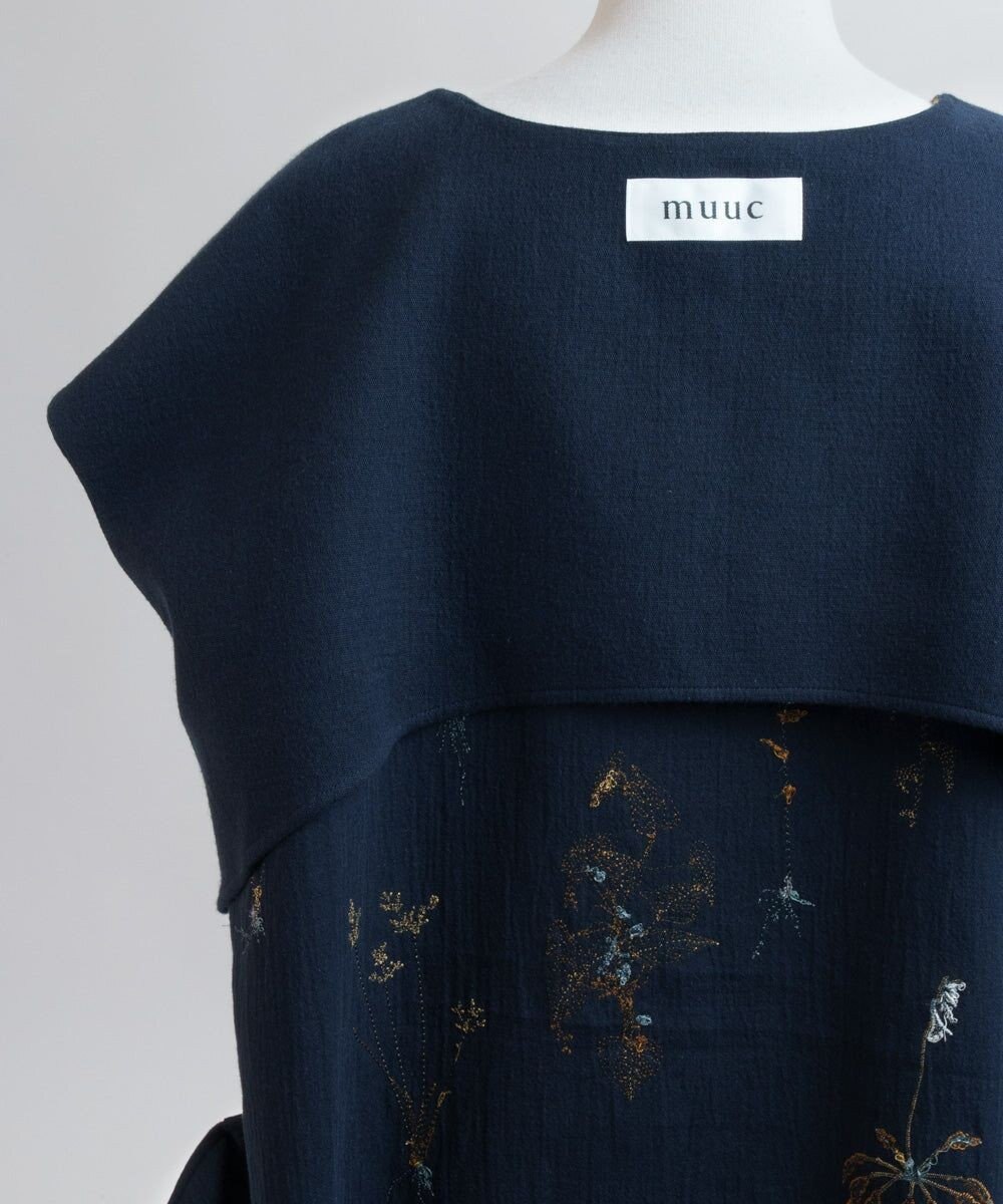 muuc ボタニカル刺繍のワンピースドレス 
