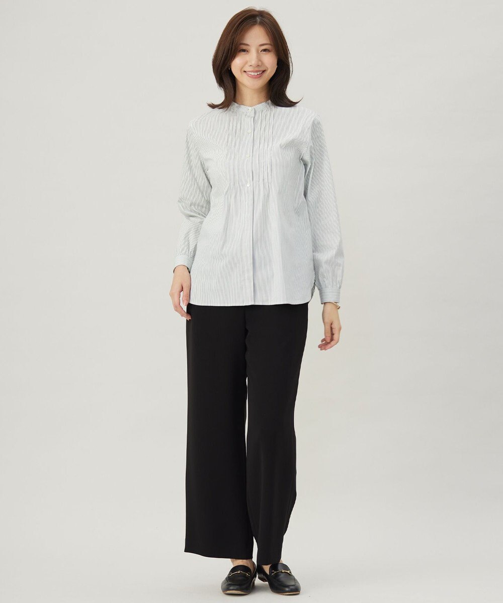 J.PRESS LADIES S 【洗える】BEZコットンナイロン ストライプ ピンタック ブラウス 