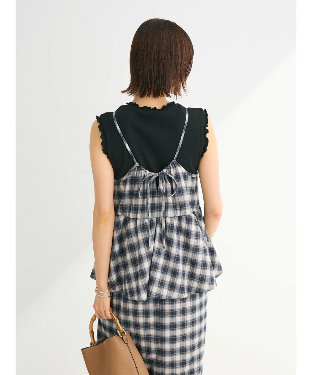 Green Parks チェックペプラムキャミワンピース 