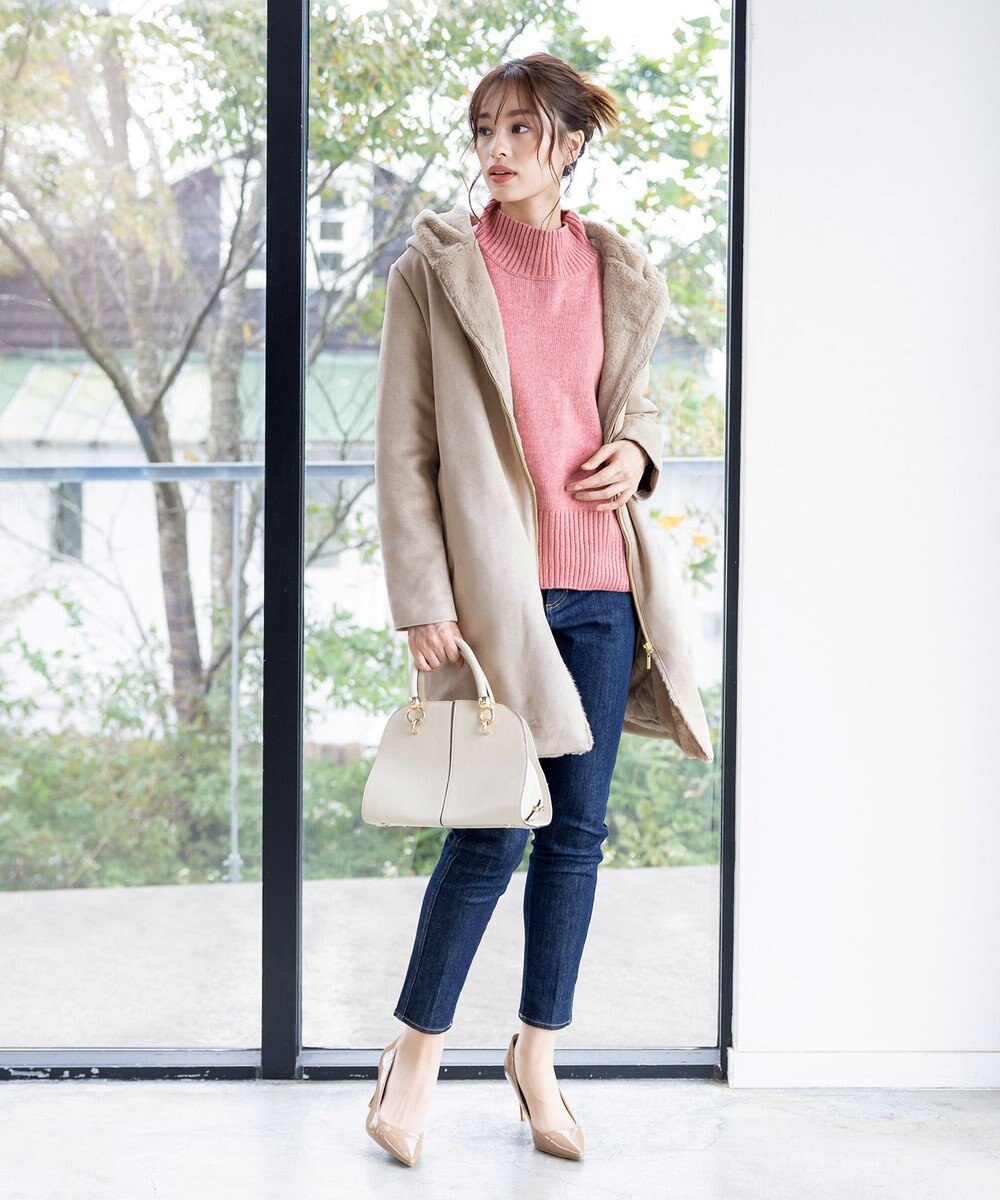 Tiaclasse スエードボンディグフード付きコート 