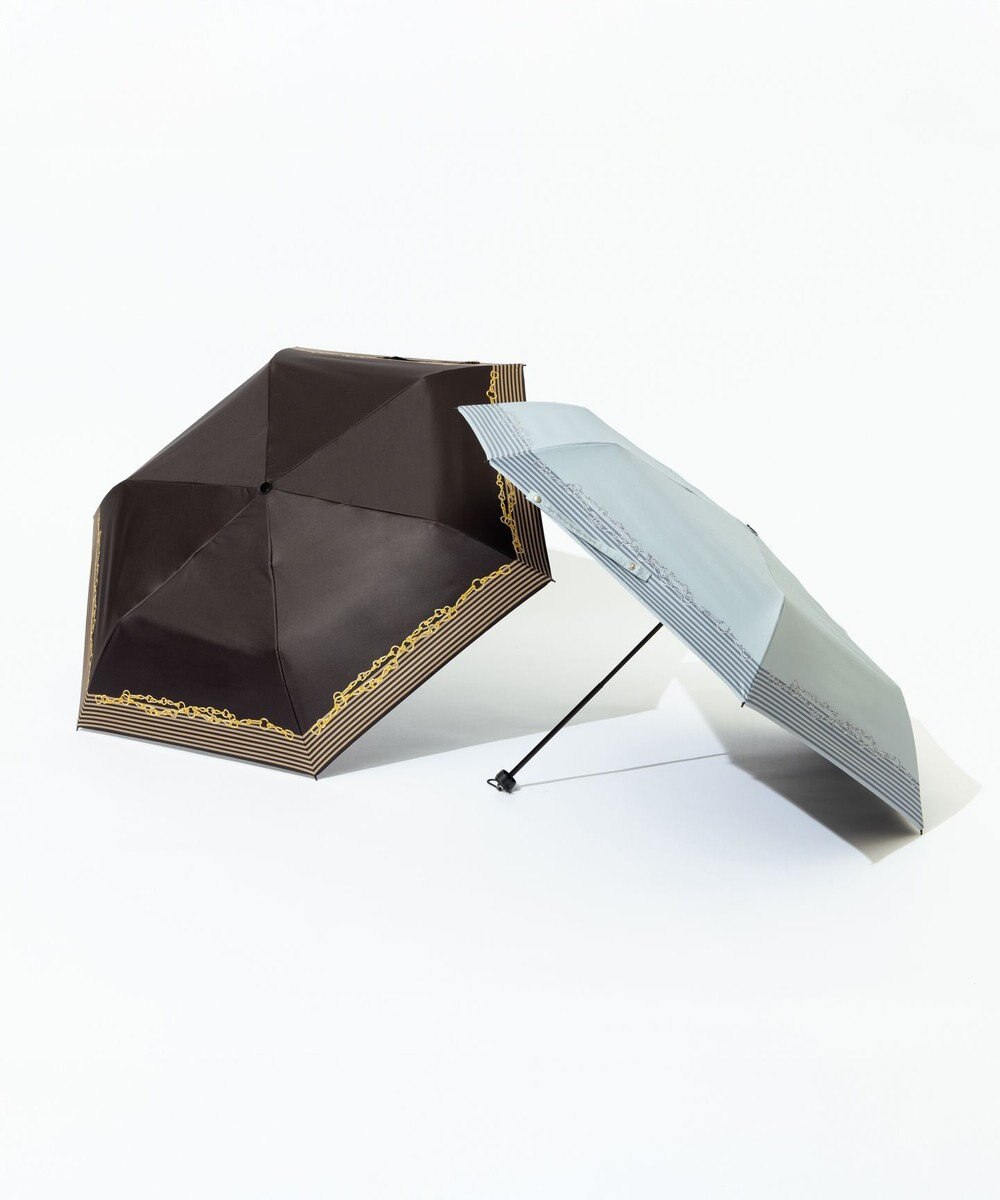 23区 【晴雨兼用/UVカット】ボーダーチェーン柄 折り畳み傘 