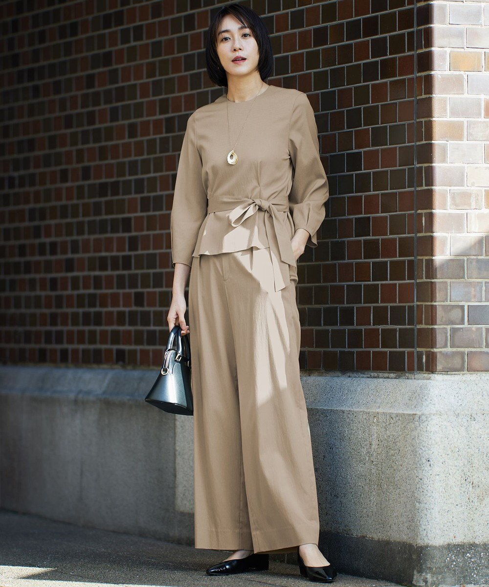 自由区 L 【セットアップ対応・洗える】ドレープツイルワイド パンツ 