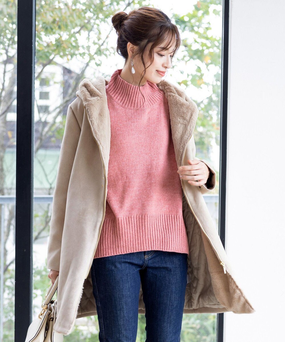 Tiaclasse スエードボンディグフード付きコート 