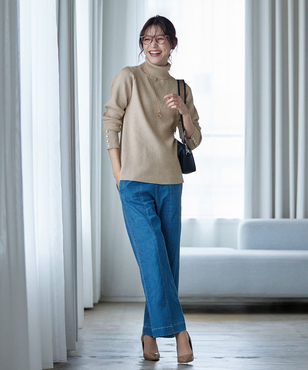 Tiaclasse 【洗える】タートルボタンニットトップス 