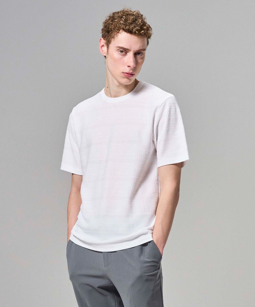 JOSEPH HOMME 【新柄 / 新素材】ジャガードボーダー　クルーネックTシャツ 