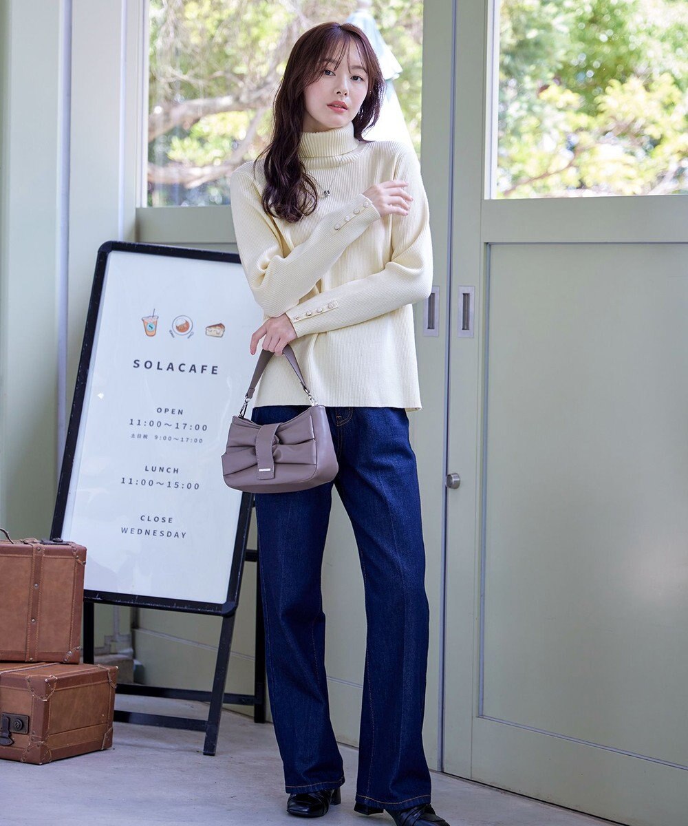 Tiaclasse 【洗える】タートルボタンニットトップス 