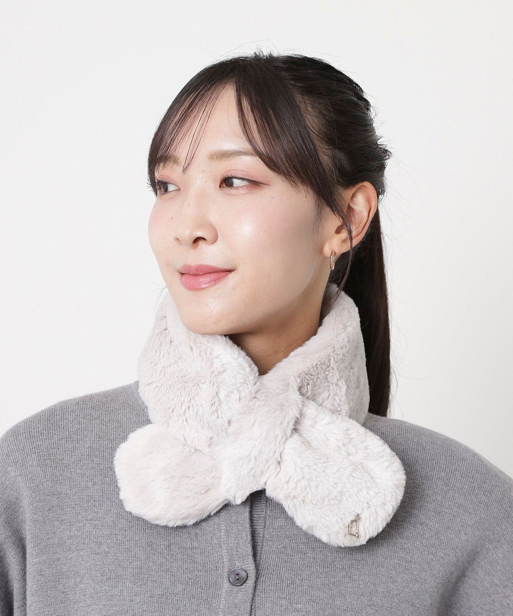 MOONBAT FURLA（フルラ）プチリボンマフラー  アーチロゴ フェイクファー 