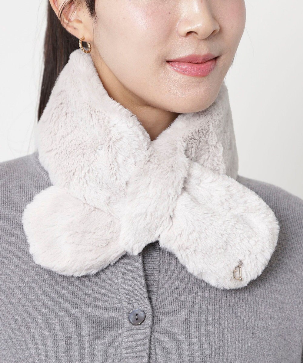 MOONBAT FURLA（フルラ）プチリボンマフラー  アーチロゴ フェイクファー 