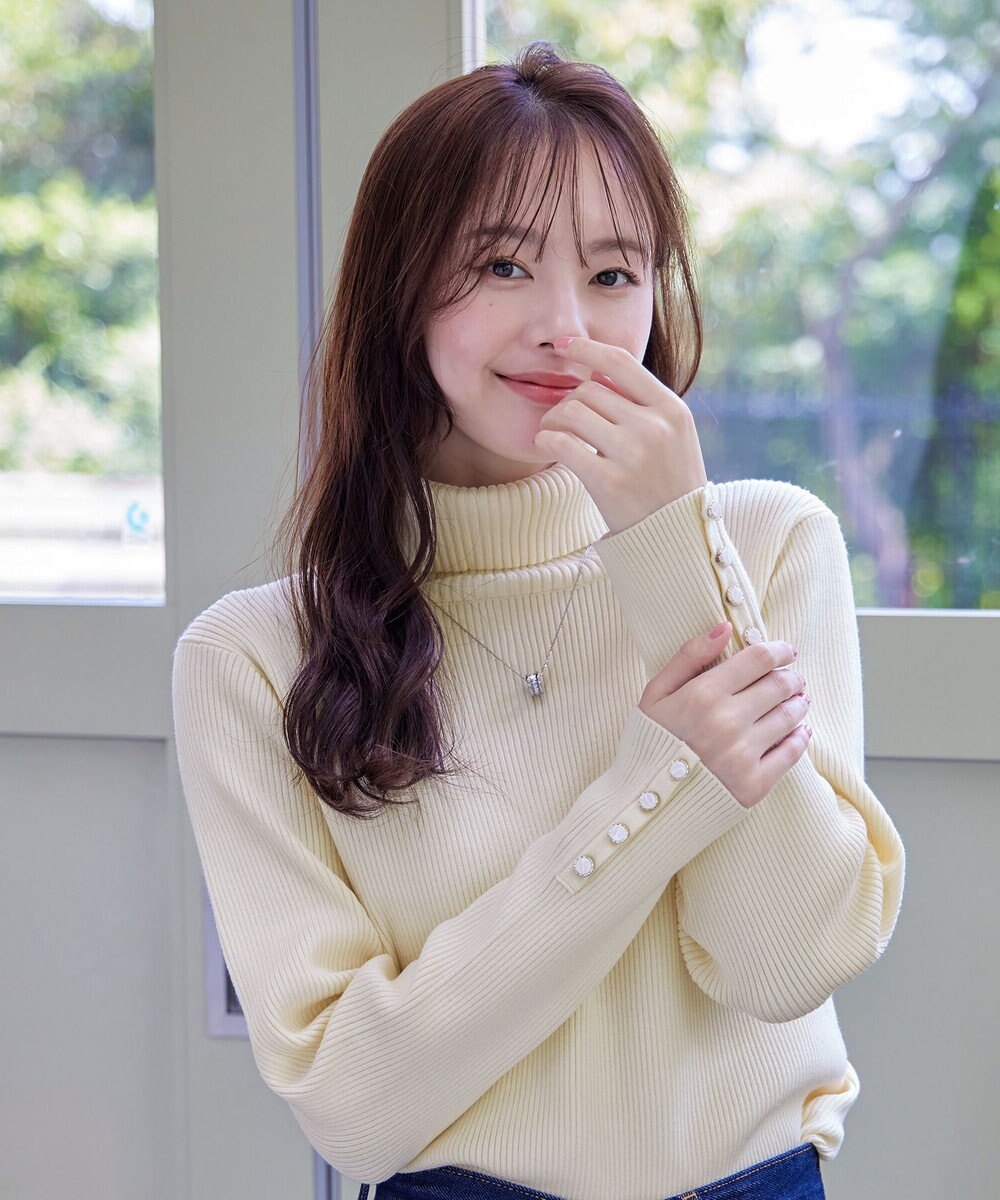 Tiaclasse 【洗える】タートルボタンニットトップス 