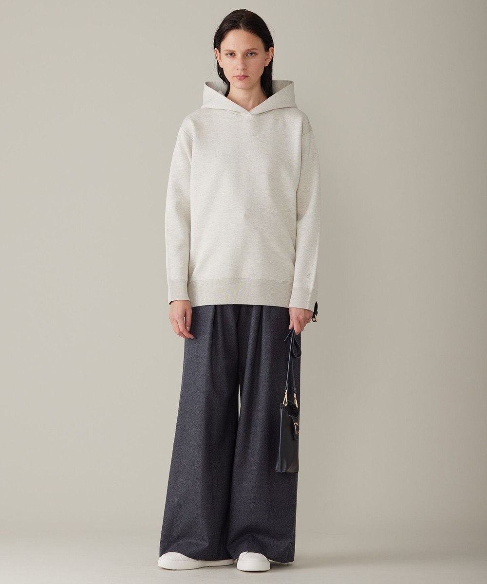 自由区 L 【洗える】シャイニースムースニット パーカー 