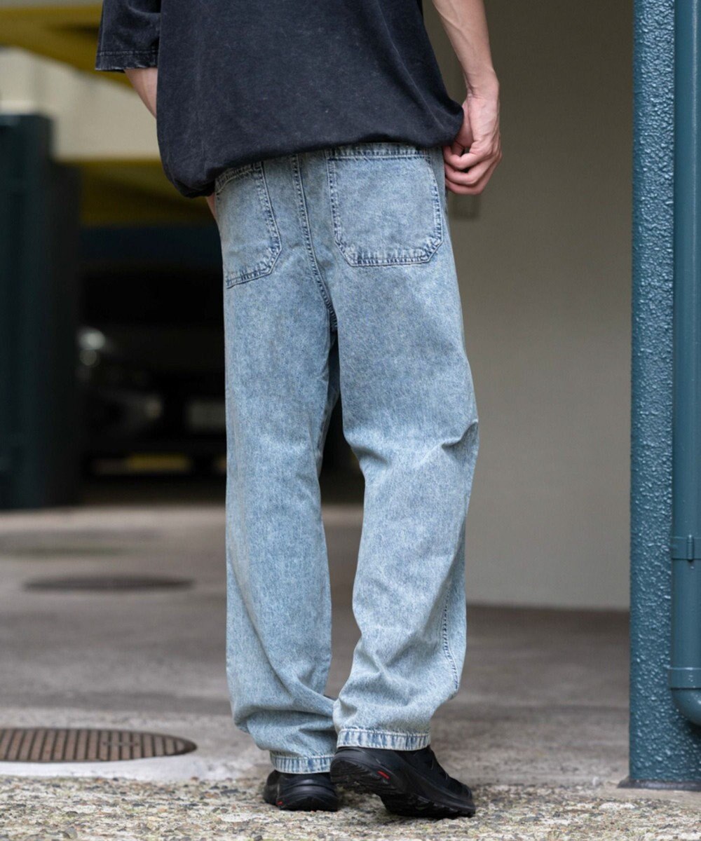 WEGO 【ウエストゴム/SMLサイズ展開】デニムイージーストレートパンツ2 