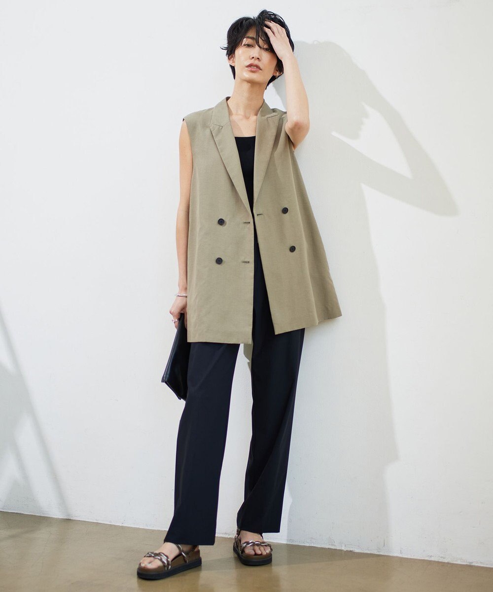 ICB L 【接触冷感・UVカット・速乾・洗える】マットスキューバ セミワイドパンツ 