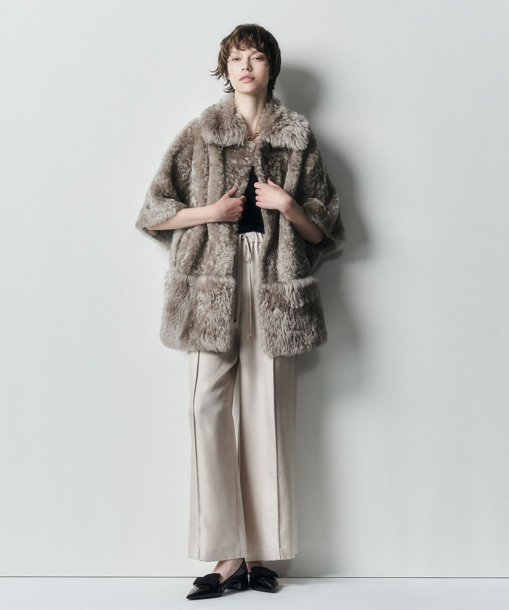 GRACE CONTINENTAL ムートンポンチョコート 