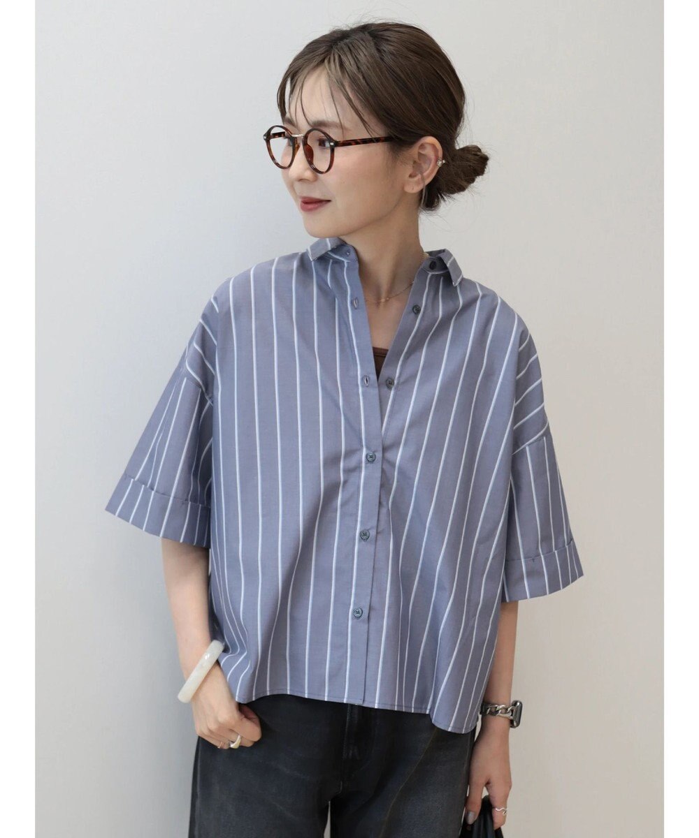 AMERICAN HOLIC イージーケア５分袖バックタックシャツ 